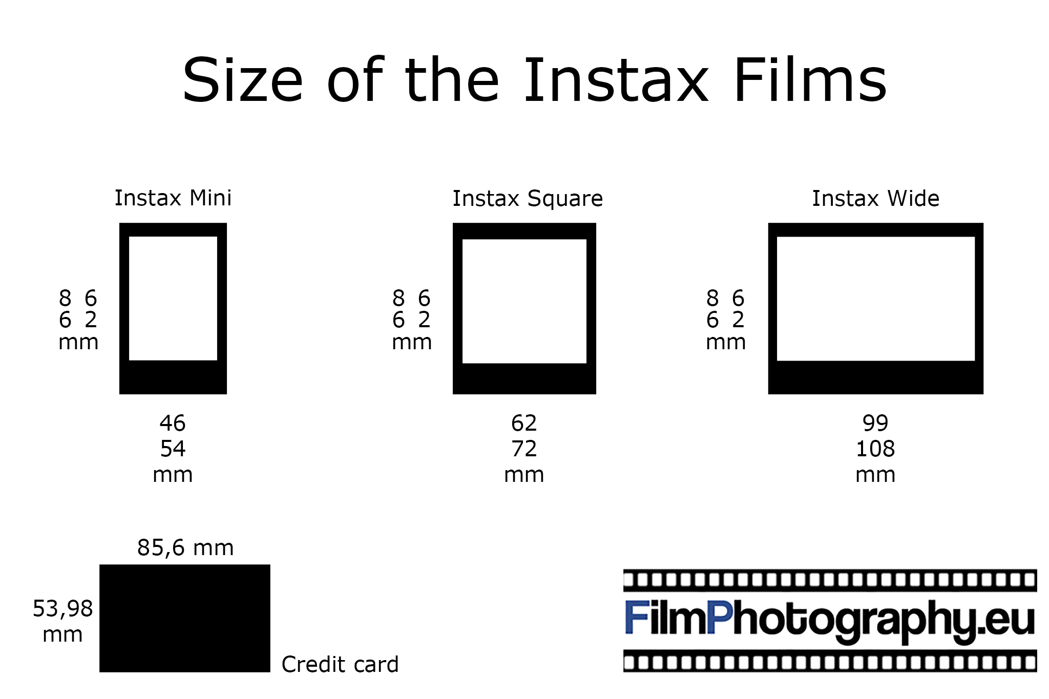 of Instax Instant Formats an the films